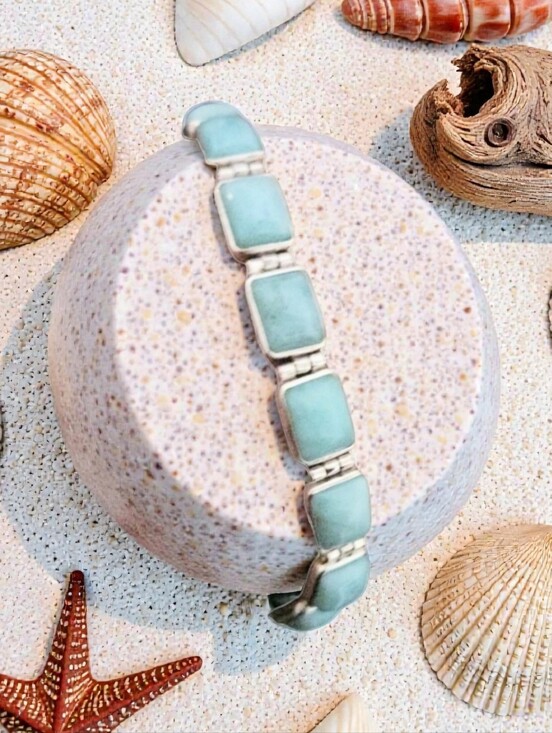 Jewelry - BLUE LARIMAR LINK BRACELET RHODIUM OVER STERLING SILVER